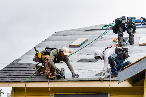 Professional Gutter Installation technician working in Lester, IA